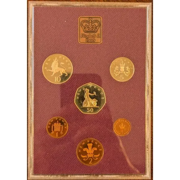 1980 UK Proof Coin Set – Royal Mint, Elizabeth II, 6-Coin Display - Picture 2 of 5